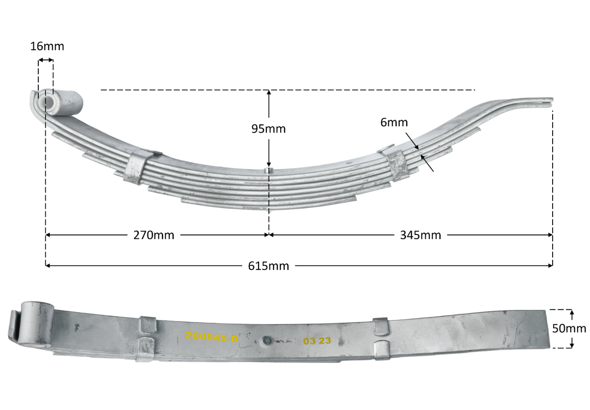 4 Leaf Spring Kit - 615mm Long 50mm wide