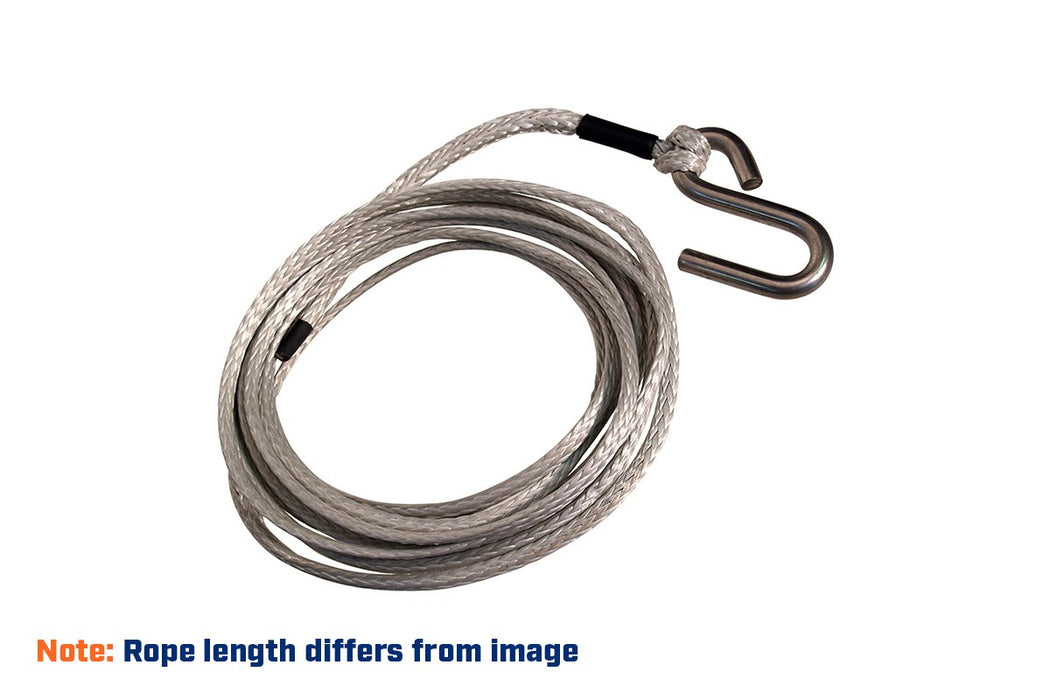 Synthetic winch rope, 7 m, SS hook (10 mm)
