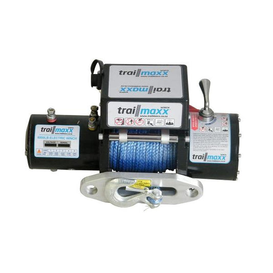 6000lb winch 12v , synthetic rope & alloy hawse