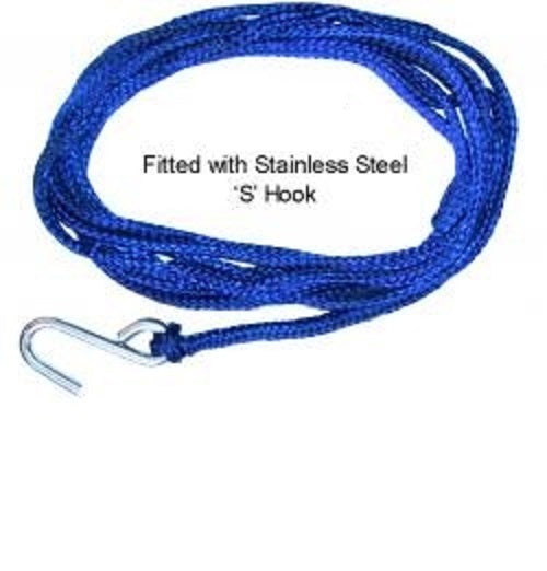 Winch Rope 8mm x 7m 1500kg Polyrope with S Hook