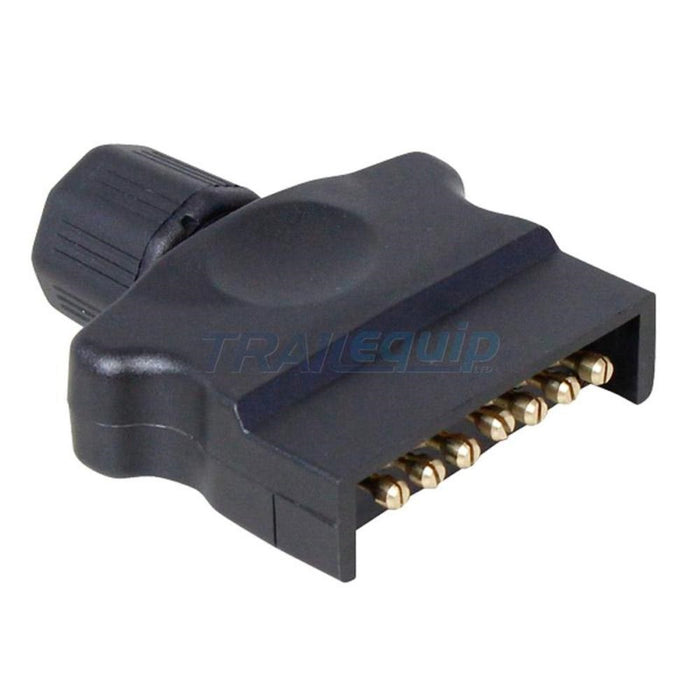 7 Pin Flat Plug, Quickfit, B4, 7 poles each rated 15A at 12v (Or Meher 7PINP)